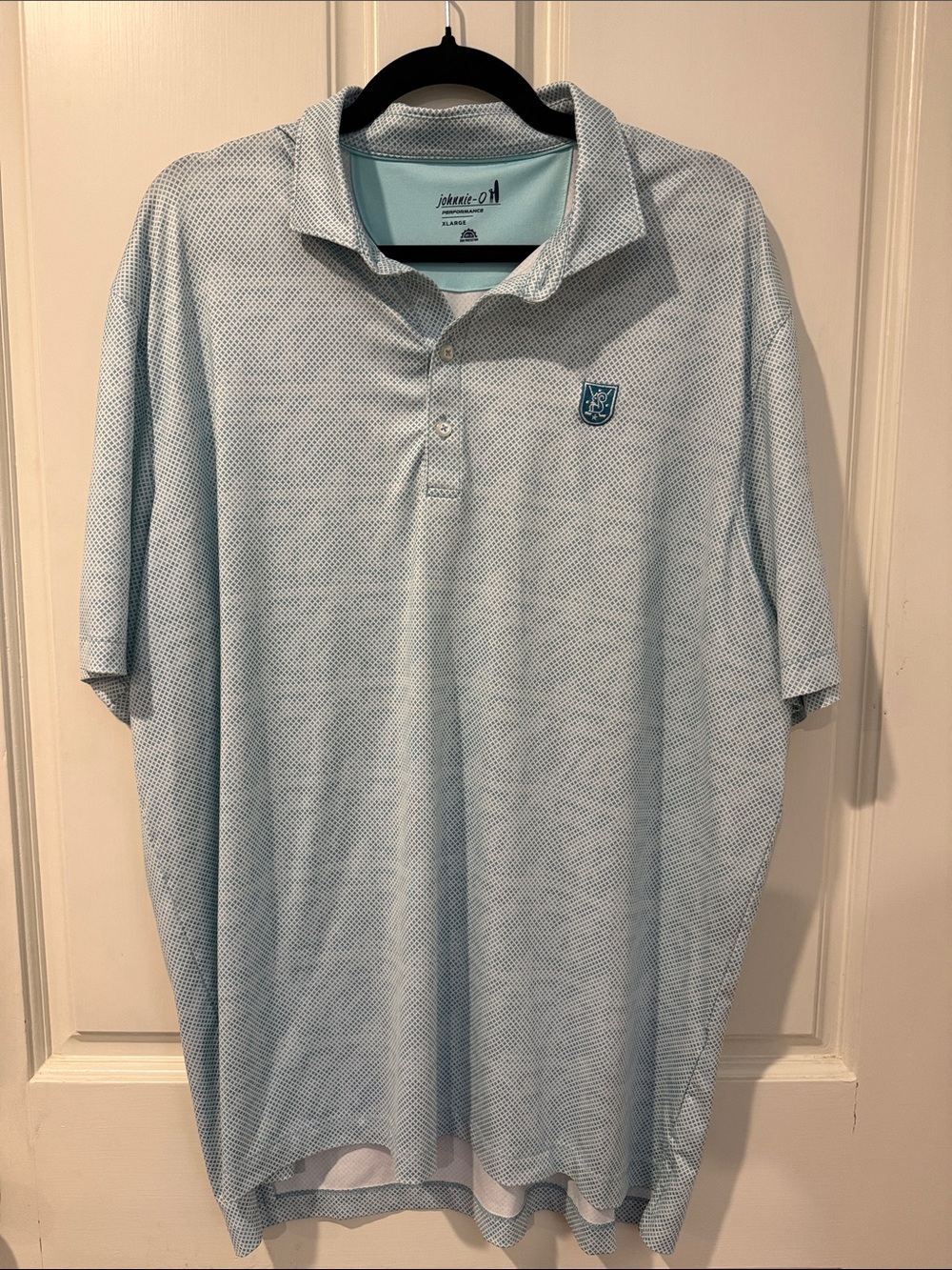 johnnie-O Light Blue Men's Polo with Subtle Micro Pattern